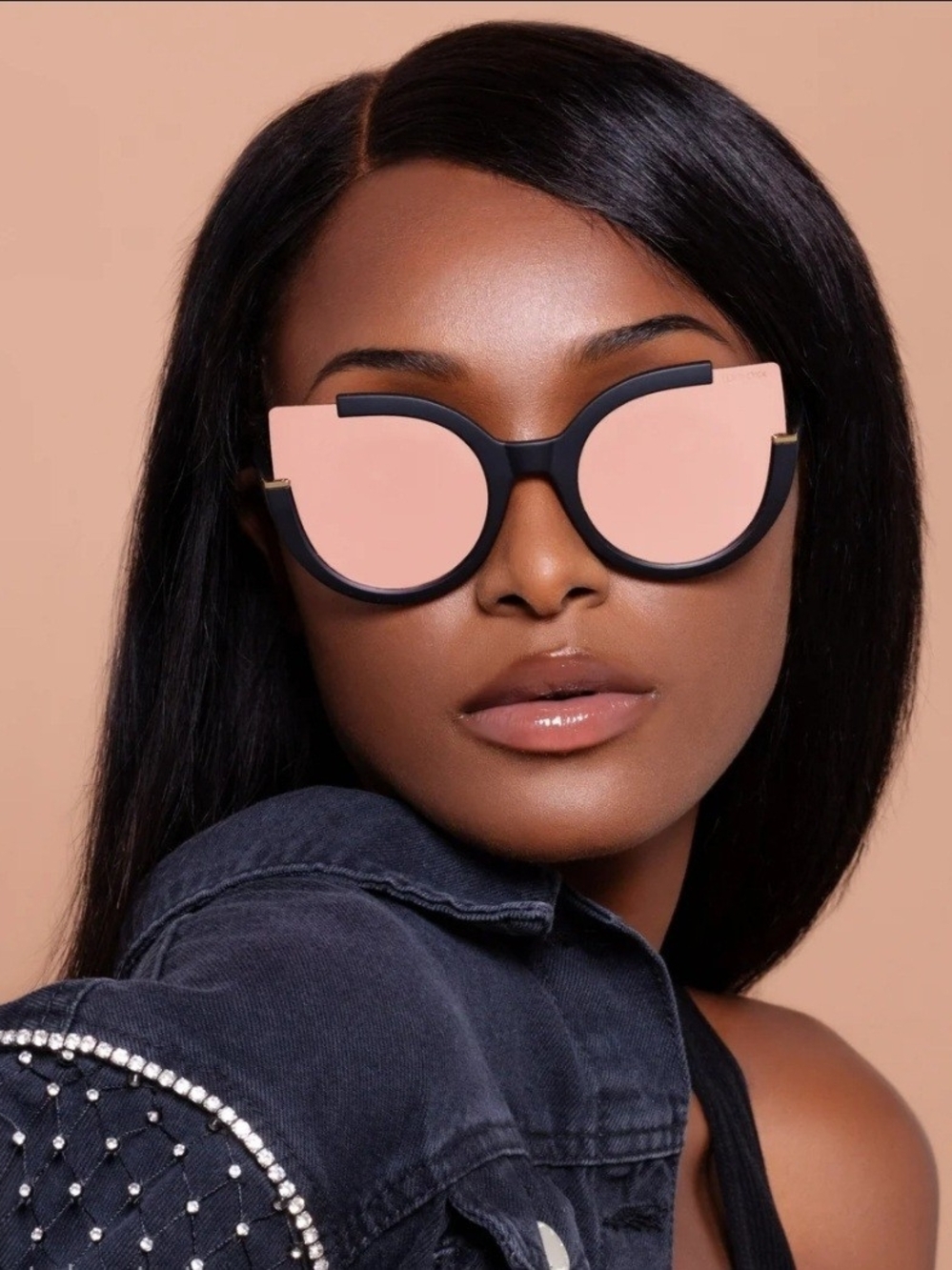 TopFoxx Chloe Sunglasses – Black Frame & Rose Gold Mirrored Lenses